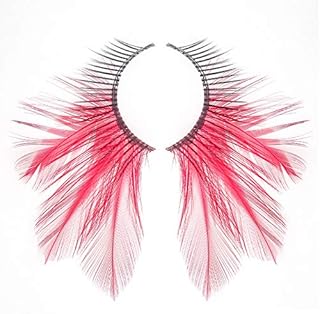 Dorisue Theatre Eyelashes Feather eyelashes RED Color Extra extension false Eye Makeup Party Show Use Sexy Extra Long eyelashes at the end (1 Set)