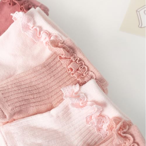 5 Pairs Toddler Anti Slip Non Skid Socks Baby Little Girls Lace Flower Stripe Crew Socks4