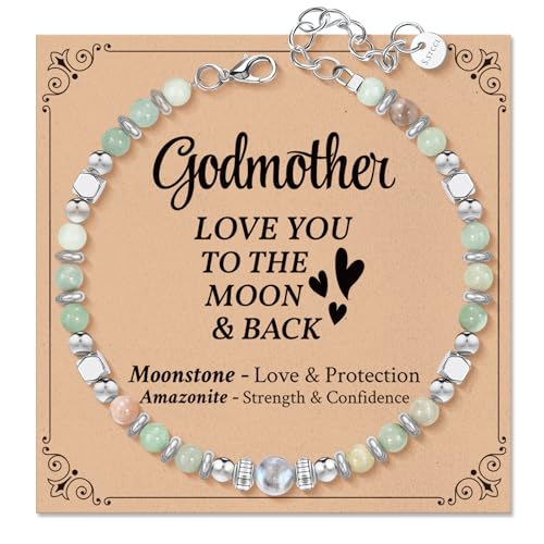 Birthday Gifts for Mom from Daughter Son Healing Natural Stone Moonstone Beads Bracelets for Women - Christmas Mothers Day Gifts for Bonus Mom Godmother Mama Mommy to Be