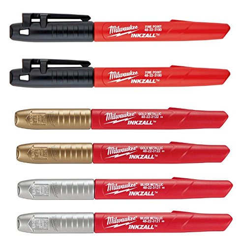 Milwaukee Inkzall fine point marqueur Noir, Or et Argent Bundle