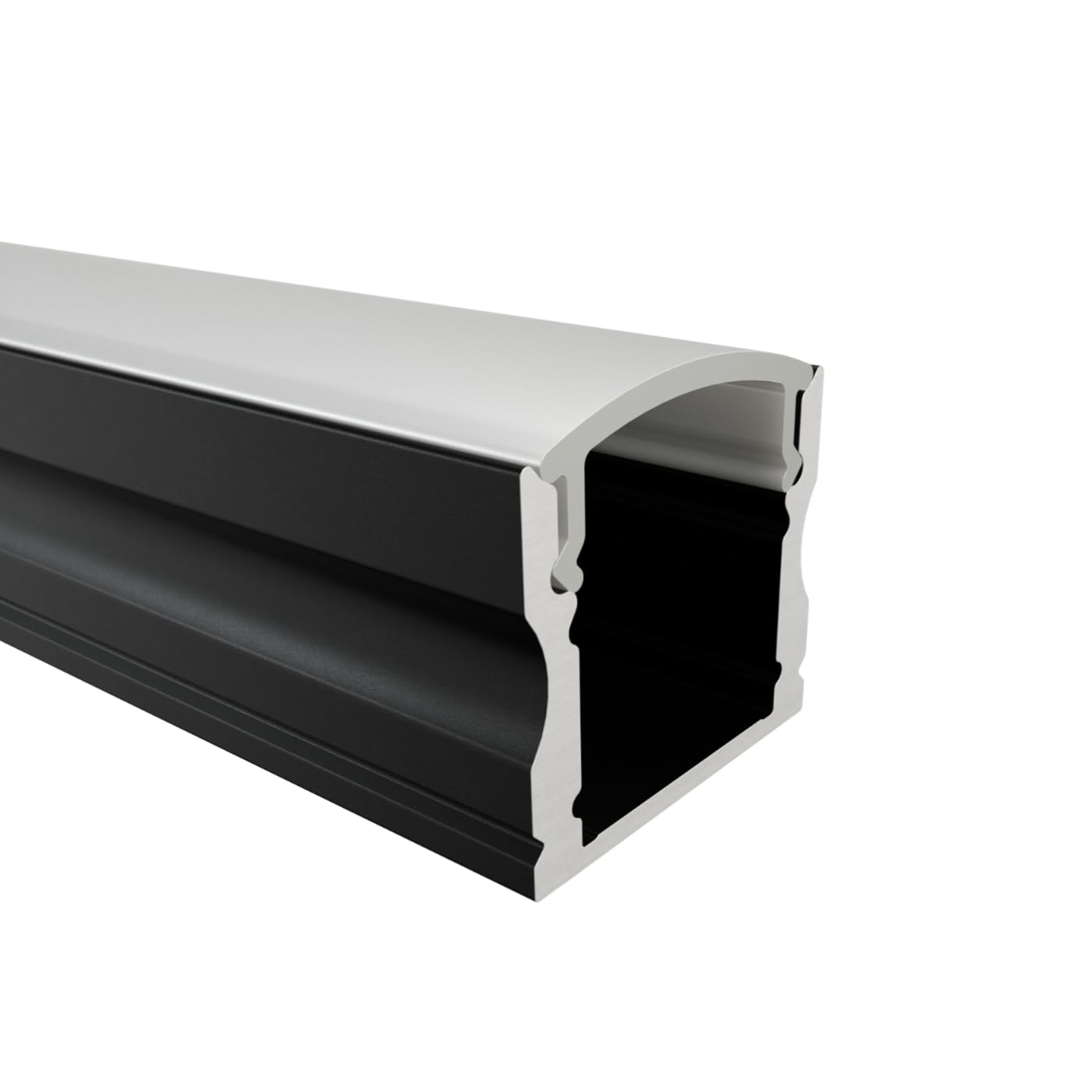 Profilé LED Aluminium Noir 150cm Saillie Avec Couvercle Opale - Pour Bandes LED 12mm