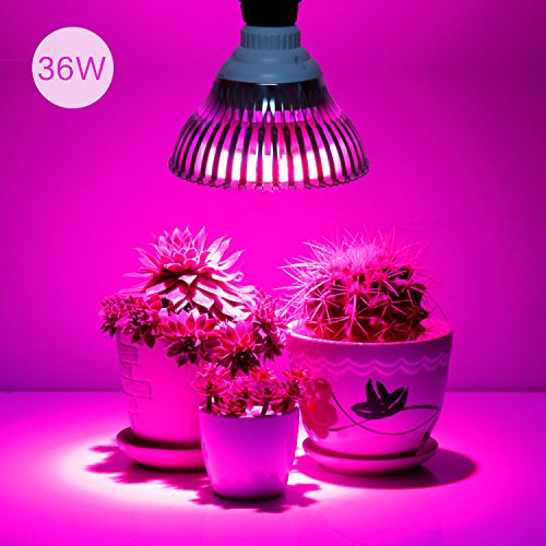 36W LED Grow Light Bulb, Levin Plant Light Bulb E26 Bulbs Input 85~265V for Indoor Garden Greenhouse and Hydroponic Plants Full Spectrum