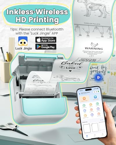 Image of Mini Sticker Printer - Print Pods Sticker Maker Machine & 3 Rolls Paper, Thermal Portable for Photo with Smart APP, Study Notes, DIY Journal, Gift to Kids