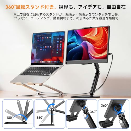 EVICIV モバイルモニター 14インチ 【卓上スタンド付き】 FHD モバイルディスプレイ mini HDMI/Type-C/OTG搭載 薄型 軽量 持ち運び 1080P HDR 100%広色域 PS345 XBOX Switch ゲーミング ポータブルモニター 保護カバー付き 非光沢 IPSパネル ブルーカット 在宅勤務 サブモニター VESA/PC/スマホ/Macなど対応 EVC-1402