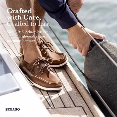 Sebago Triton Three Eyelets FGL Boat Shoes - Hand-Stitched Leather, Nubuck, Suede with Waxed Finish, Removable EVA Insole, Breathable Mesh Lining, Brown Cinnamon - 10 Regular