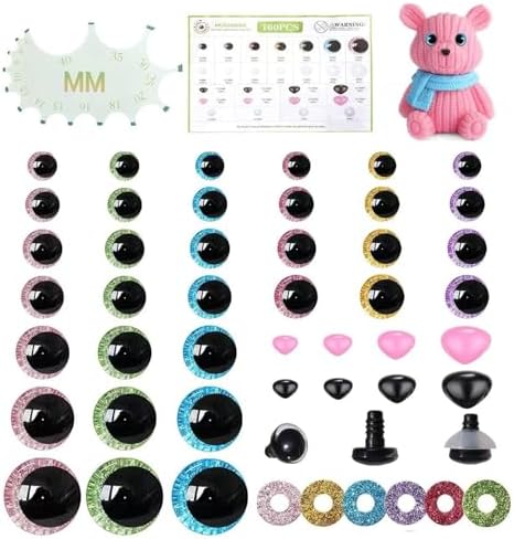 160 Crochet Safety Eyes Size 12-35mm Crochet Safety Eye Kit with ...