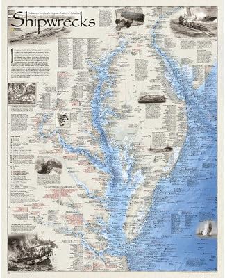 National Geographic Maps Shipwrecks of Delmarva Wall Map Material: Laminated