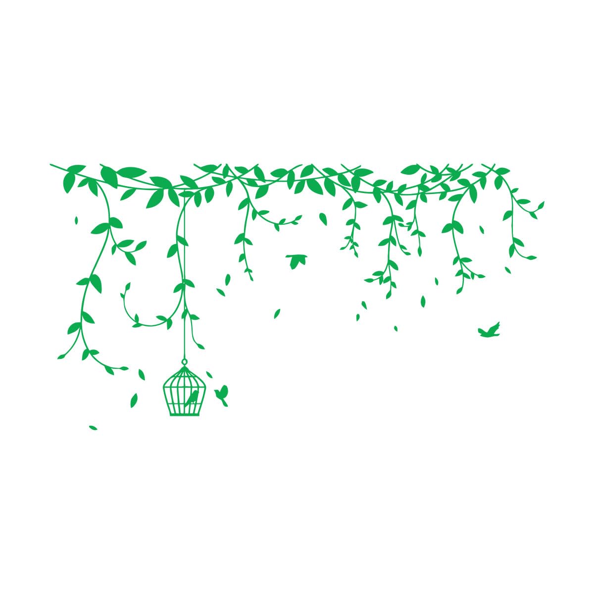Fine Carving Decals Bird's Cage Branches Natural Style 48x88.5cm Self Adhesive Large Green