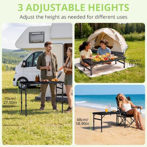 Mesa Plegable para Parrilla TAYOMC, Mesa Resistente al Calor con 3 Alturas Ajustables 27.5" miniatura 5