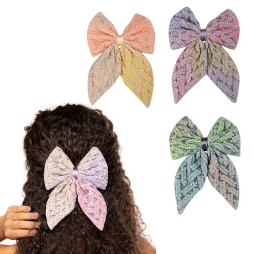 Image of Radhu & Kabby Trendy Hair Bow Clip For Women /Girls | Comfortable Hair Accessories | Best Gift | Fancy & Stylish | Anti-Hair Breakage Hairclips | Multicolor | Same As Pic | 3 Pcs