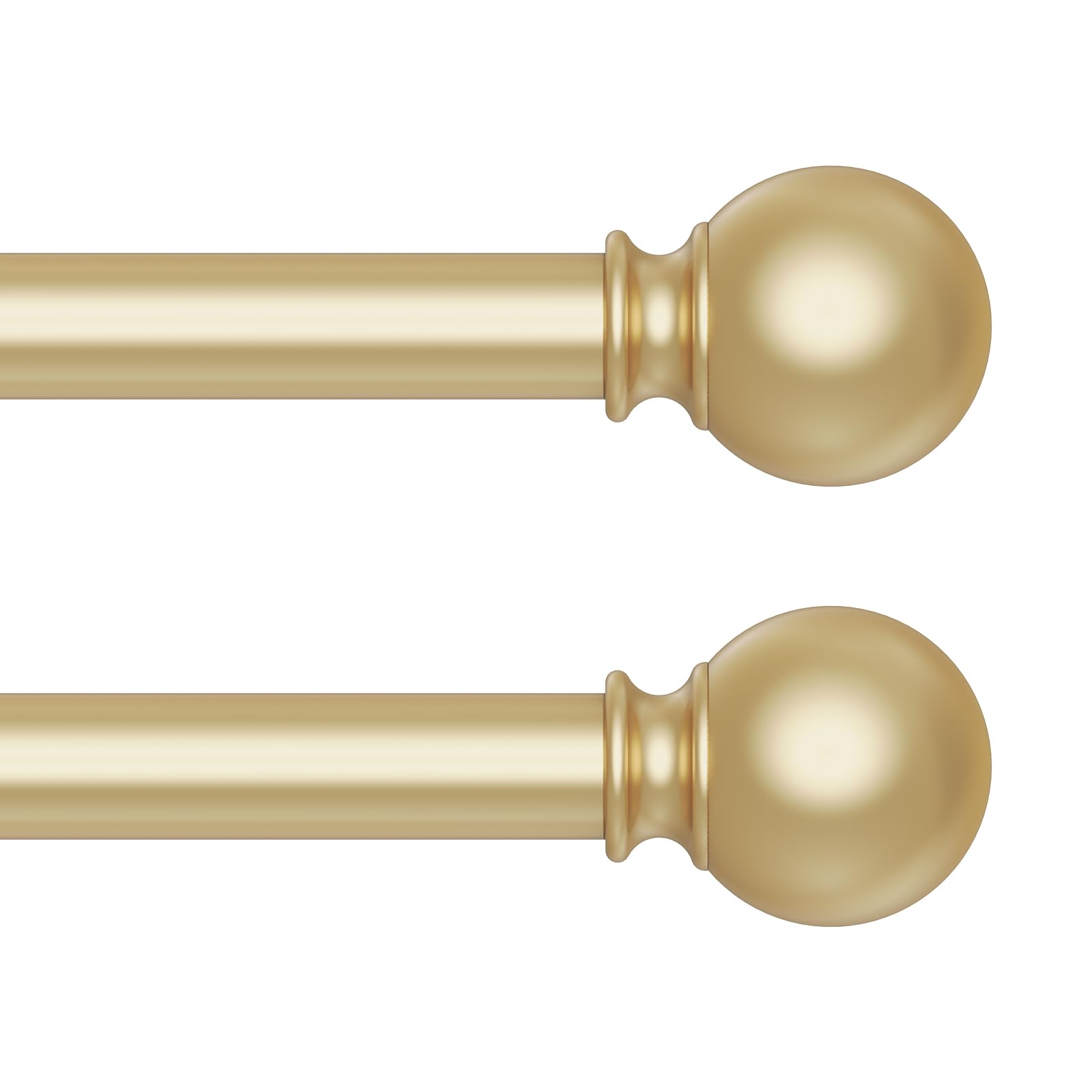 JRZOO 2 Pack Gold Curtain Rod for Windows 18-45 Inch, 5/8 Inch Small Window Treatment Rods, Short Adjustable Splicing Drapery pole, Brass Gold