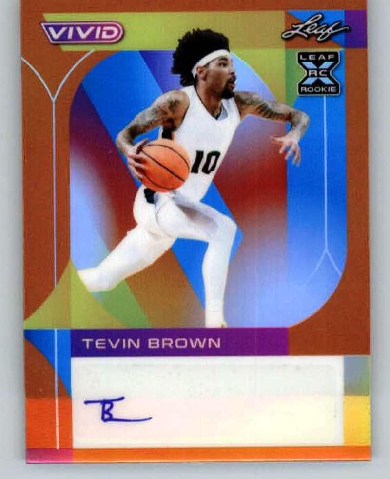 2022-23 Leaf Vivid Autographs Orange #BA-TB1 Tevin Brown XRC RC Rookie AUTO 10/10 Basketball Trading Card