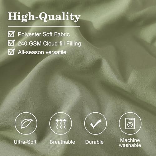 Image of Monbix Full Size Comforter Sets - 7 Pieces Light Sage Green Bed in a Bag Full Size Bedding Sets with Comforters, All Seasons Comforter with Sheets, Pillowcases & Shams