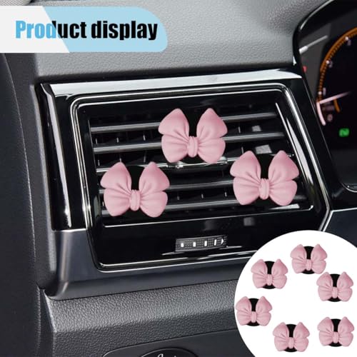 Image of 6PCS Bow Car Air Freshener Clips, Cute Air Conditioning Vent Clip, Aesthetic Car Interior Decoration Accessories, Automotive Dashboard Air Vent Trim Clip for Women Girl (Pink)