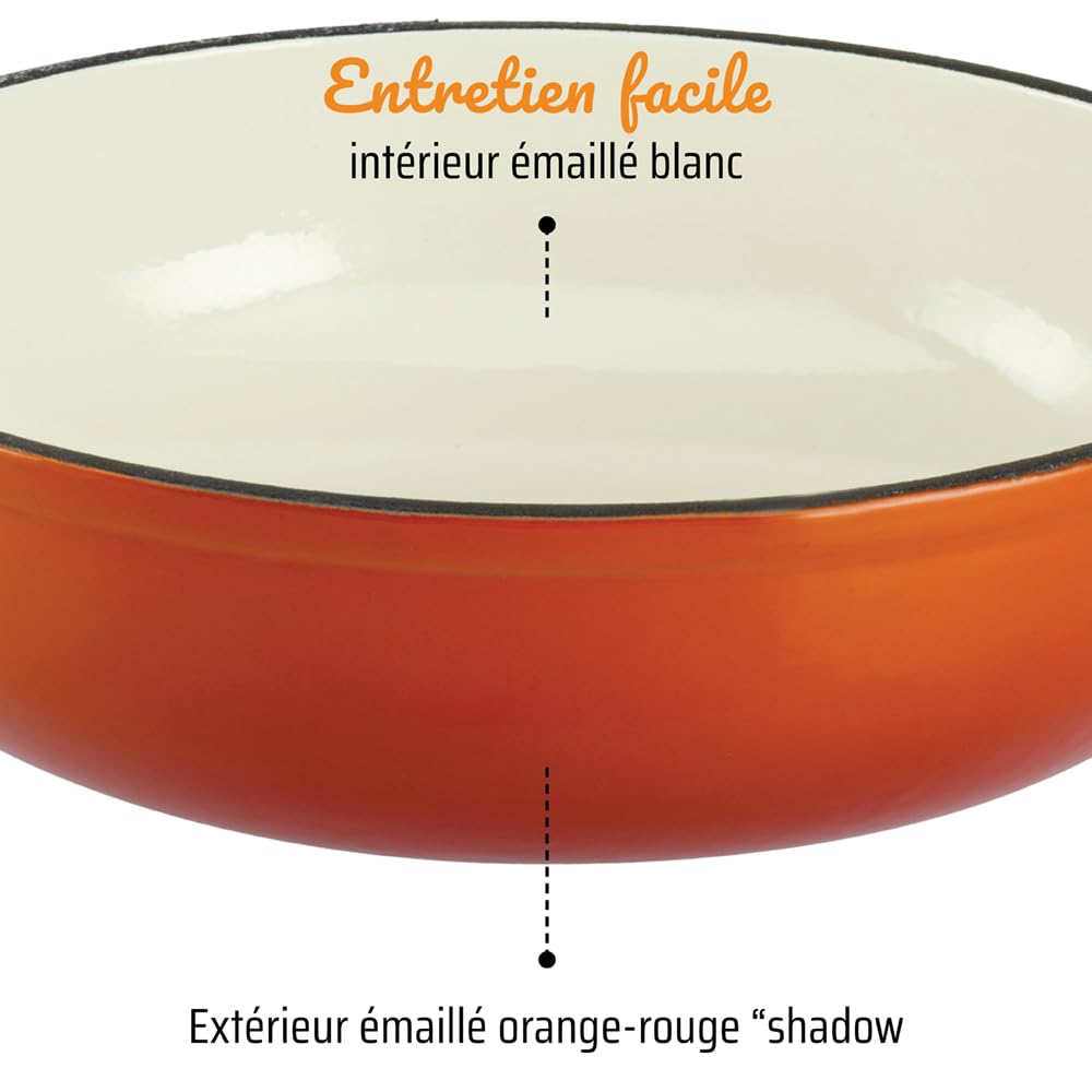 GSW 716307 Cocotte Shadow avec Couvercle, en Fonte, Orange/crème - ⌀30 cm