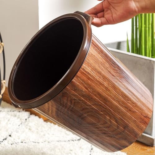 Caneca de basura de plástico imitación madera 10L miniatura 5