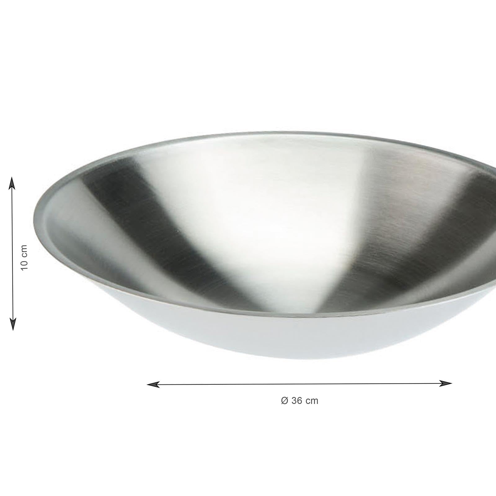 SKK großer professionaler Wok Ø 36 cm - runde Wokpfanne Induktion aus 18/10 Edelstahl - rostfreie Schwenkpfanne mit rundem Boden