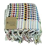 mysticalanatolia 100% Organic Turkish Cotton Hand Towel 20''x35'' Lightweight Quick Dry Absorbent Soft Decorative Bathroom Kitchen Travel Gym Pompom Multi Color