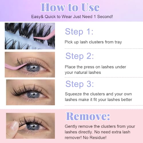 Image of MAYCREATE 100Pcs Self Adhesive Eyelash Natural Wispy Lash Clusters 10-16mm