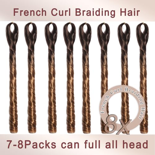 French Curl Braiding Hair 14 Inch 8 Packs Curly Braiding Hair Pre Stretched French Curl Crochet Braids extensions for braiding (OT4/30 - Image 4