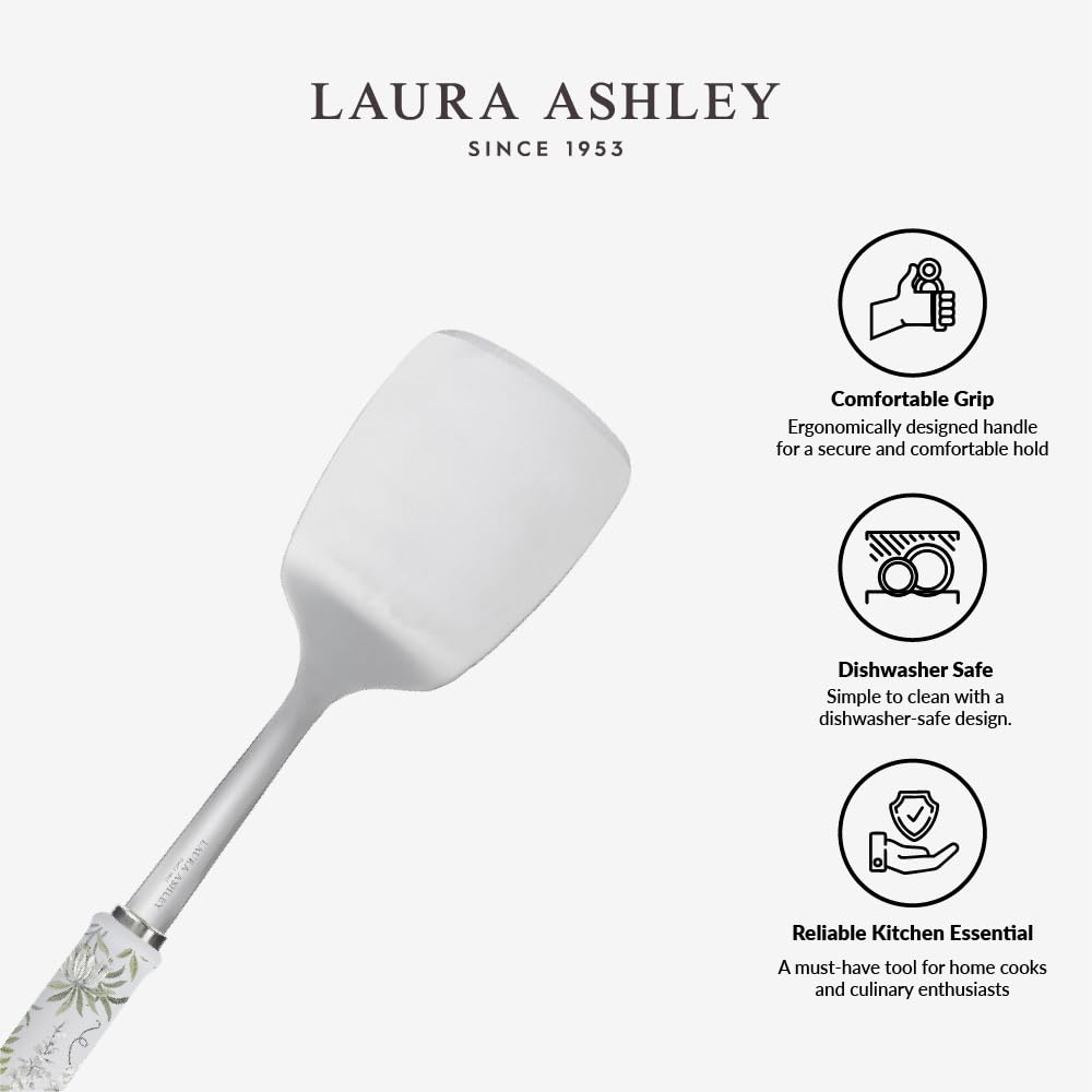 Laura Ashley Stylish Stainless Steel Spatula, Ceramic Handle, Heat-Resistant & Dishwasher Safe Turner - Image 3