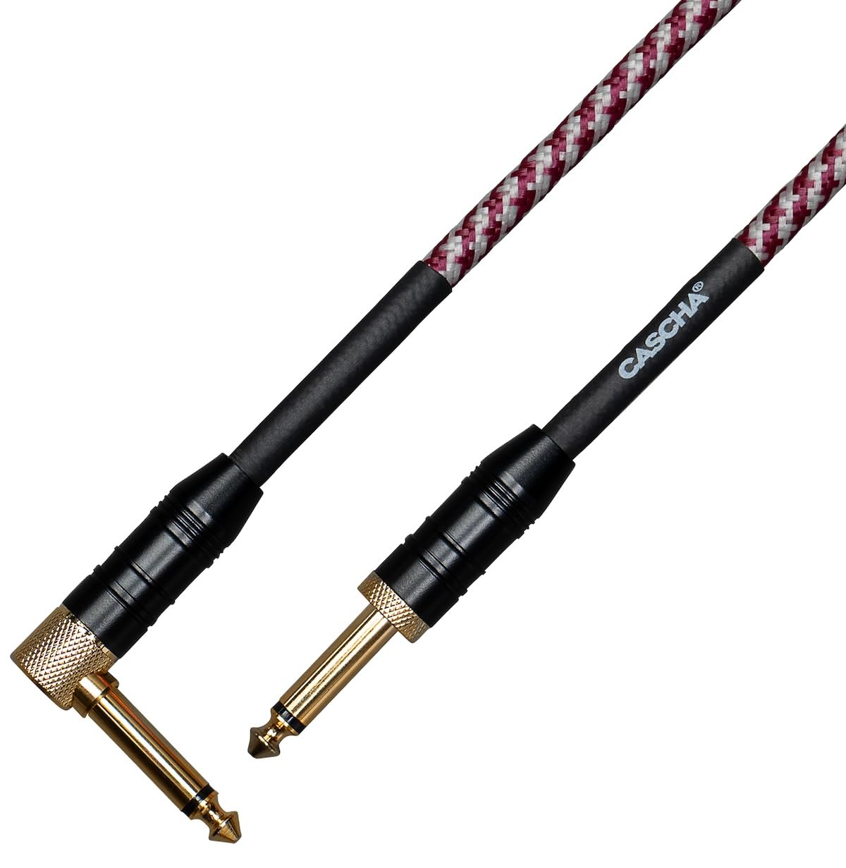 CASCHA Professional Line Guitar Cable, Angled, Tweed Red, 9 m - Image 3