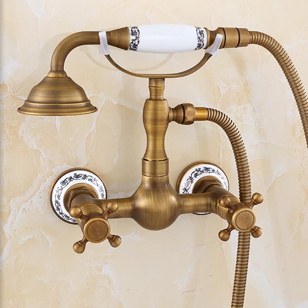 Mitigeur de douche rétro en laiton antique robinet de baignoire chic