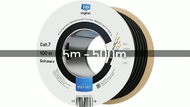 Cavo Ethernet CAT 7 Esterno 50m - 10 Gbit/s, Schermatura Doppia, Per Installazione Interrata