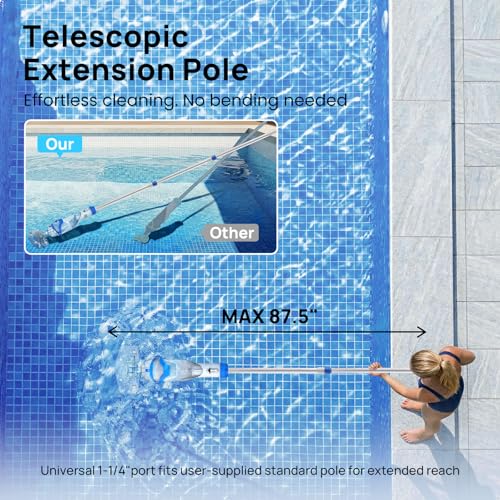 Image of Cordless Pool Vacuum for Above Ground & Inground Pools, 1110 GPH Suction