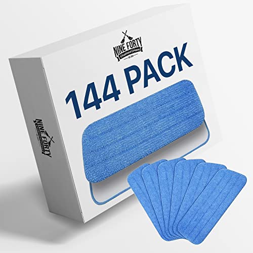 NINE FORTY | 144 Pack | 18 Inch Microfiber Dust Mop Refill - Washable, Streak-Free Cleaning - Compatible with Flat Frame Kits - Ideal for Wet or Dry Flat Hardwood, Tile & Laminate Floors | (144-Pack)