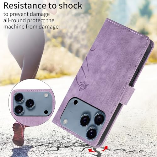 Étui iPhone 17 violet en cuir magnétique avec clapet protection portefeuille - 3