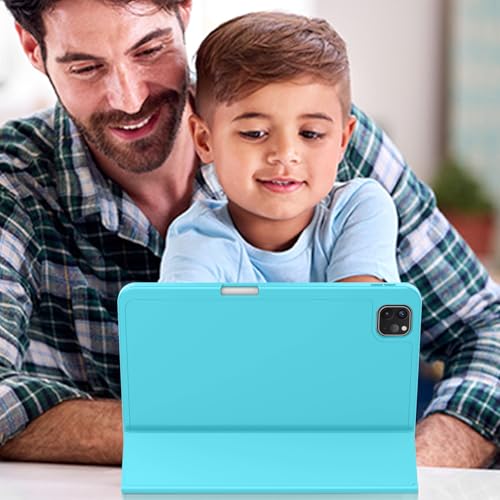 Image of ZryXal New iPad Pro 13 Inch Case (M5) 2025 / (M4) 2024 with Pencil Holder, Smart iPad Case [Support Pencil Pro and Pencil (USB-C)], Support Touch ID and Auto Wake /Sleep (Cyan)