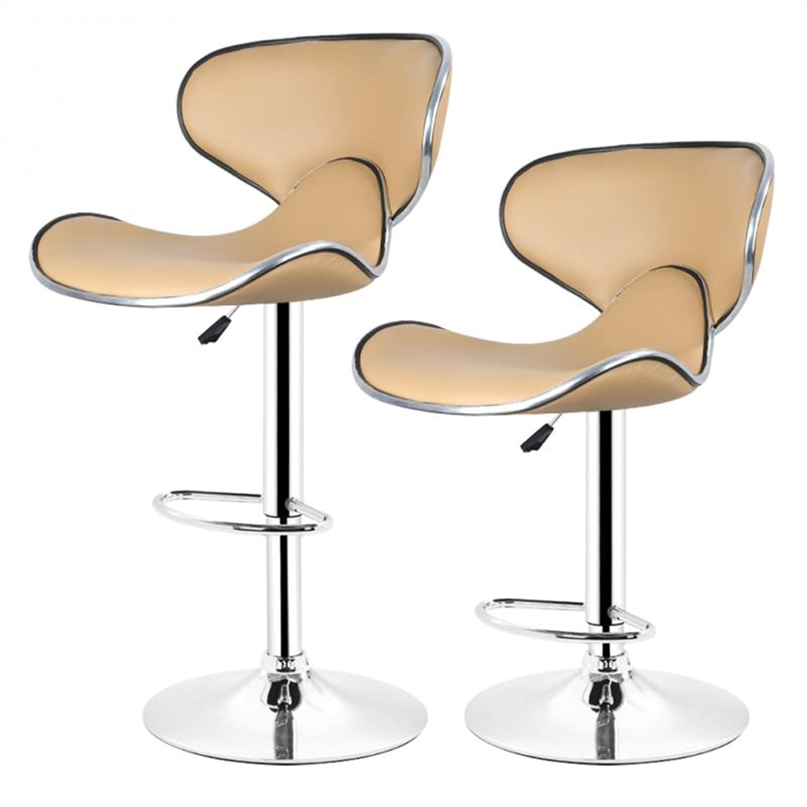 Modern Adjustable Bar Stools Breakfast 2pcs Bordered Butterfly Chair Swivel Breakfast Bar Stools Barstools Bar Height Adjusted Rotatable Leatherette Bar Stool For Kitchen Island Chairs Bar Chairs Funi
