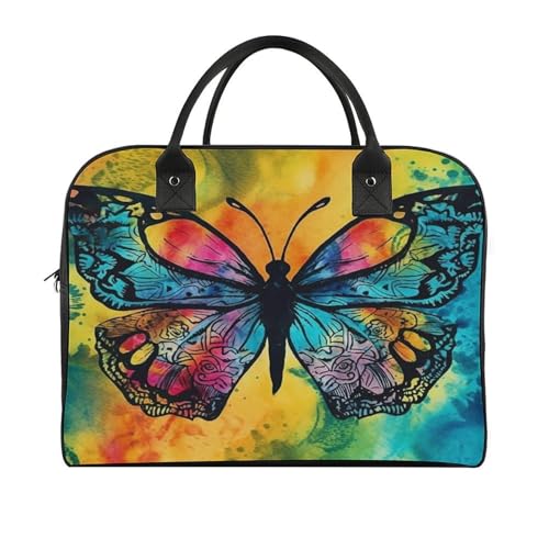 Butterfly Tie Dye Laptop Tote Bag Casual Travel Handbag Multi Pocket Shoulder Bags for Work Travel3