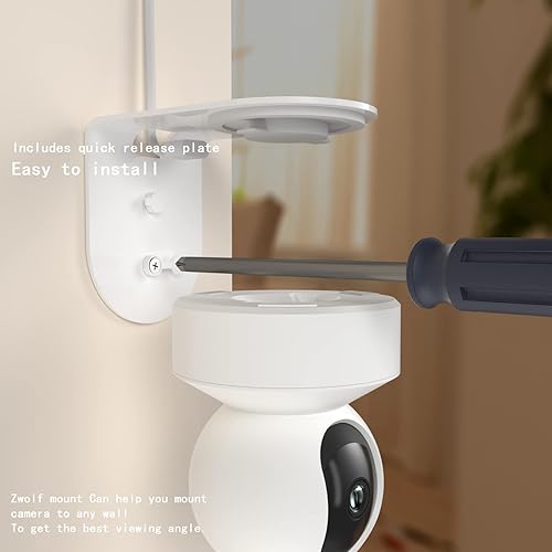 Vista 3 de Zwolf Soporte de pared de metal en L para cámara Reolink E1 Pro, proporciona mejores ángulos de visión para cámara interior Reolink (no incluida)