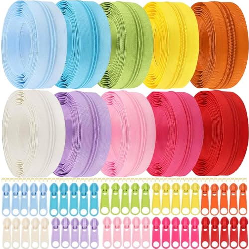 Lighterday 30m fermeture eclair au metre couture accessoires mercerie,fermeture éclair au mètre et curseur fermeture eclair amovible,pour Couture et Travaux...