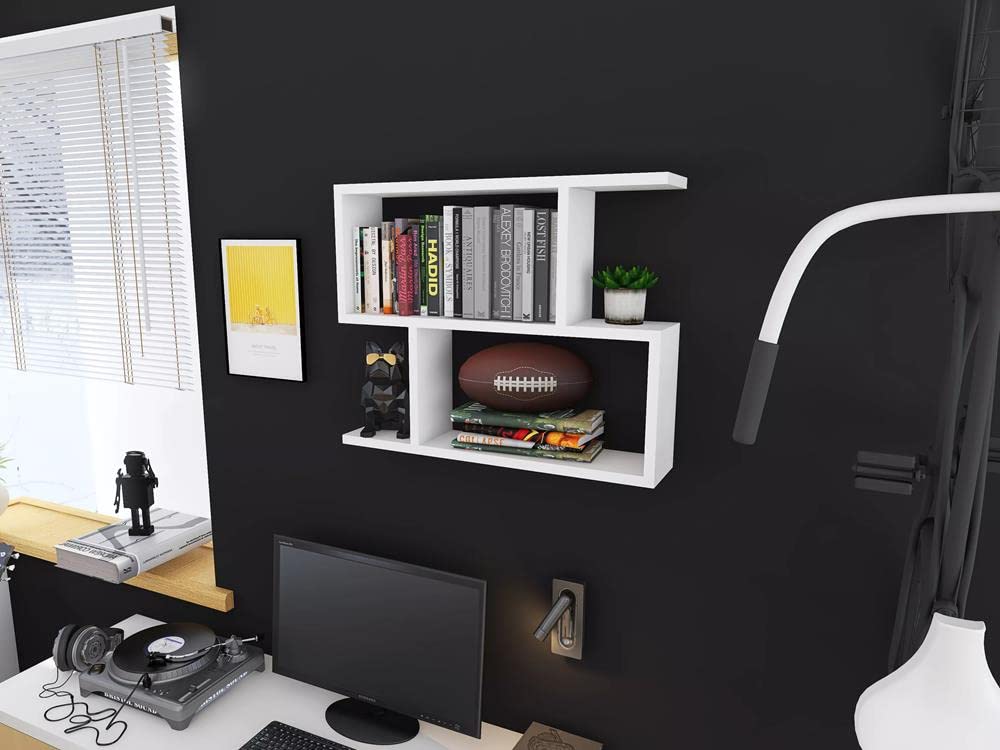 Mensola da parete decorativa a 2 ripiani, 70 x 55 x 18 cm, design scandinavo e moderno, per soggiorno, cucina, ufficio, camera da letto, bagno, biblioteca (rovere Sonoma)