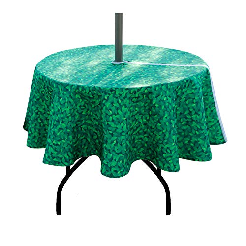 Image of EHouseHome Outdoor and Indoor 60inch Round Tablecloth with Umbrella Hole and Zipper, Waterproof Zippered Patio Cloths, Spring /Summer Table Covers for Backyard Circular Table /BBQs /Picnic