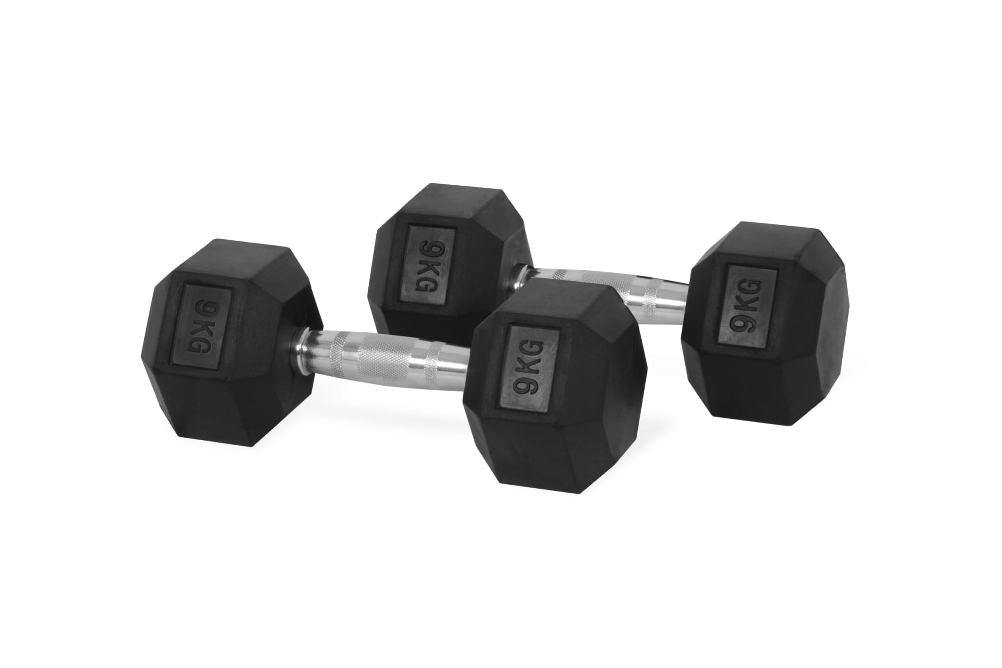 9kgs HEX Dumbbell Rubber 1piar Coated Cast Iron Hexagonal Dumbbells for Professional Exercise Premium Hand Weight Dumbbell Strength Training Equipment Full Body Workout with Workout Chart
