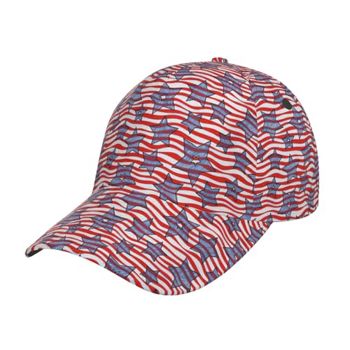 Gorra de béisbol unisex con diseño de estrellas y rayas onduladas, estilo polo, ala curvada, color negro