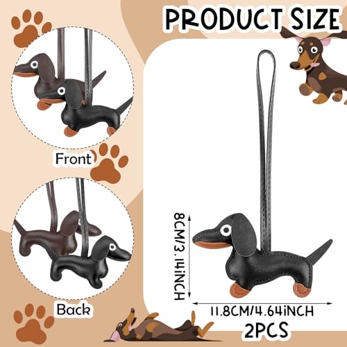 Leder Schlüsselanhänger Dackel - Welpe, Hundetasche Anhänger Glücksbringer für Frauen und Männer - Tierische Deko-Geschenke