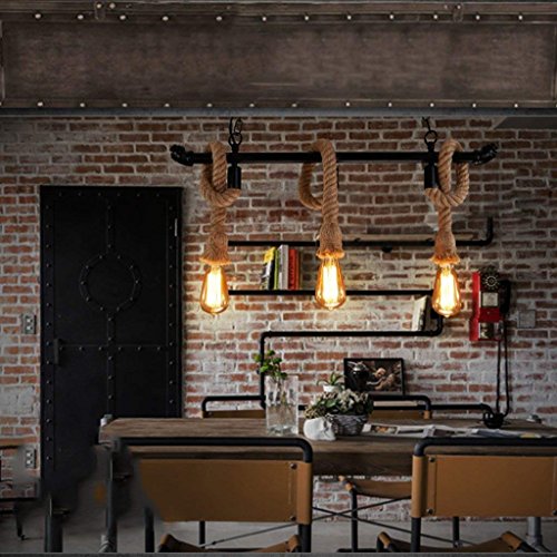 Lustre corde de chanvre rétro pour éclairer votre table de restaurant