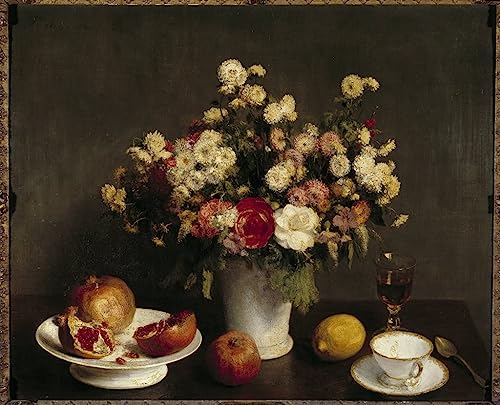 Tableau Nature Morte par Henri Fantin-Latour, Art Mural Vintage pour Décoration Chambre 60x90cm