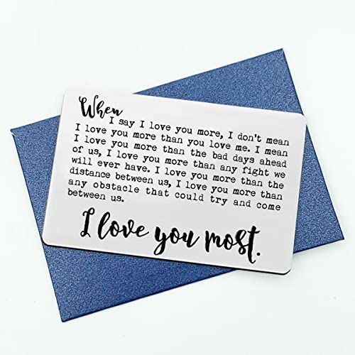 When I Say I Love You More Metal Wallet Card, Valentine's Day, Boyfriend Gift, Husband Gift, Wife Gift, Anniversary Wallet Insert Card, Sentimental Keepsake, Anniversary Gifts for Him (Silver)4