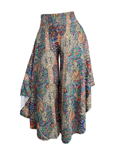 Verdusa Women's Plus Size Boho Vacation Paisley Tribal Pants Vintage Wide Leg Baggy Flowy Pants3