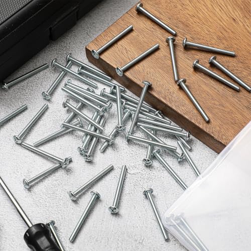 Image of Zonon 100 Pack Knob /Pull Machine Screws 8-32 x 1-3 /4 inch Thread Zinc-Plated Cabinet Metal Phillips Screws Kit Round Head Combination for Cabinet Door Drawer Cupboard Closet Handle Installation