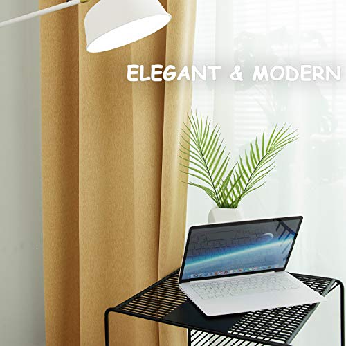 Grali-Decor Blackout Curtains For Living Room, Easy Care Thermal Insulated Room Darkening Tweed Textured Drapes For Bedroom (2 Panels, 52 By 84, Mustard Yellow) #TOP4