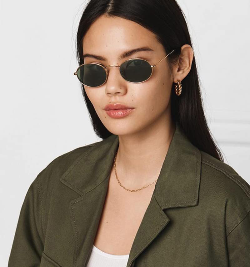 JUDOO Oval Sunglasses for Women Men Vintage 90s Metal Frame Black Glasses4