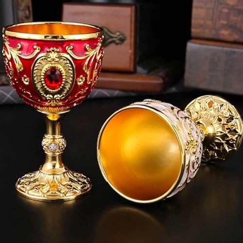 Copa de vino de estilo antiguo europea con talla decorativa pequeña de 100 ml 4