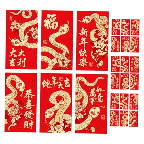 GOOHOCHY 24個中華伝統金箔印刷蛇年デザイン 新年?包 春節祭り用赤いポケット 紅包ラッキーマネー封筒祝い